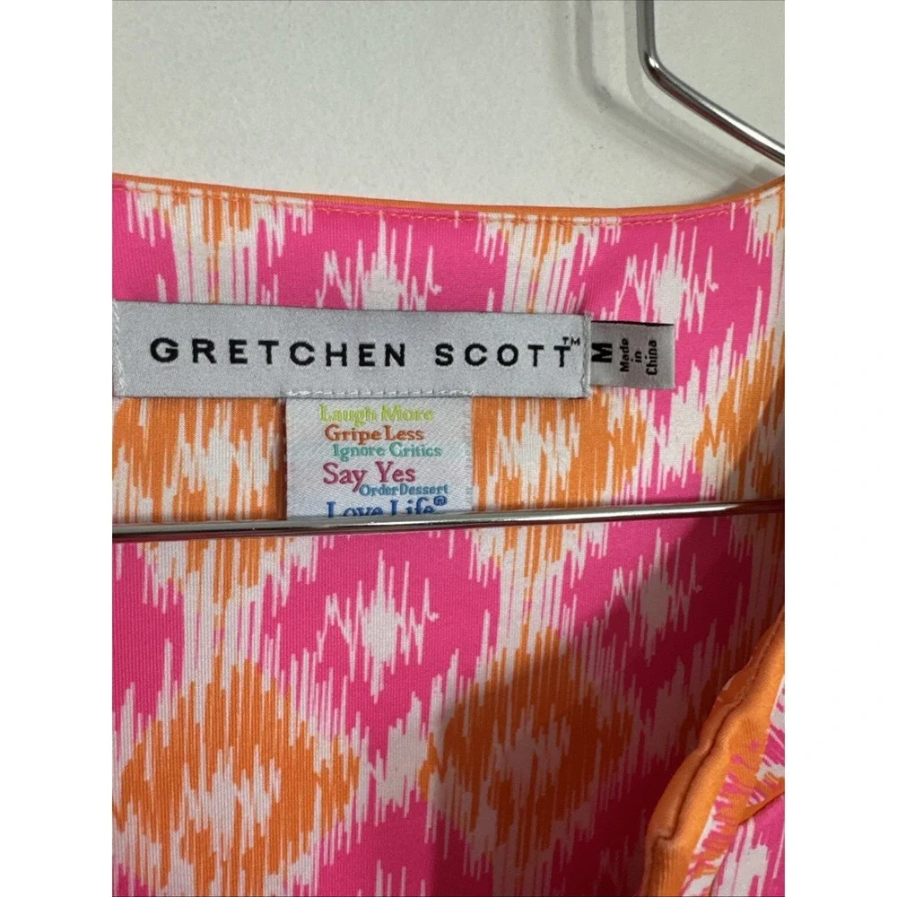 Gretchen Scott Jersey Split Neck 3/4 Sleeve Resort Dress Women's M Cruise Beach - Picture 4 of 9